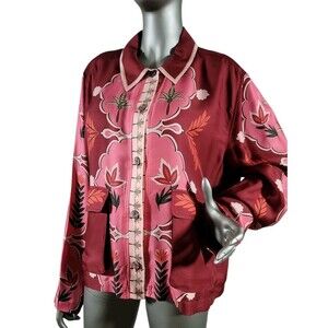 Johnny Was Shannon Rayon & Silk Blend  Easy Jacket  Size Large